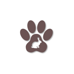 Animal paw print rabbit icon isolated on transparent background