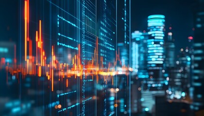 Data Visualization of a Cityscape with Financial Charts