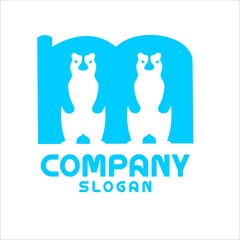 M Font Bear Logo With Similarities Modern Style