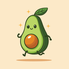 Cute sweet fruit avocado Flat Design Vector Illustration