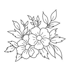A beautiful line art illustration featuring elegant flowers and leaves. Perfect for wall art, prints, coloring books, fashion designs, and modern decor, this design brings a touch of nature's beauty