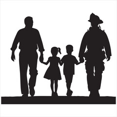 fireman silhouette Vector Firefighter Man silhouette  collection, 