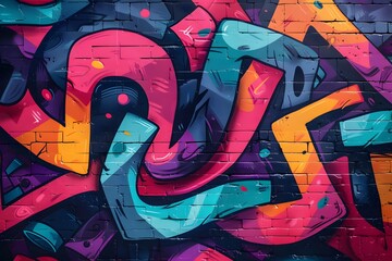 Vibrant Abstract Graffiti Art on Brick Wall