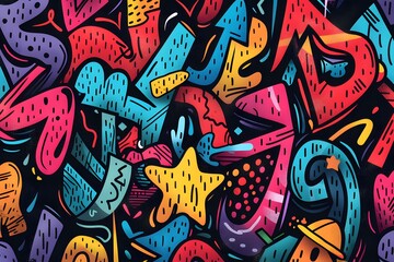 Vibrant Graffiti Art with Colorful Patterns and Shapes