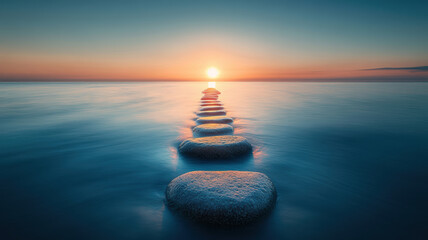 Obraz premium Endless Sea and Stone Path at Dawn