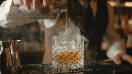 Bartender pouring liquor 