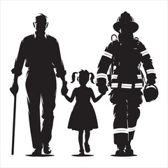 fireman silhouette Vector Firefighter Man silhouette  collection, 