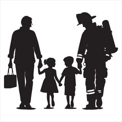 fireman silhouette Vector Firefighter Man silhouette  collection, 