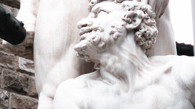 Statues of Herculer and Cacus in Piazza della Signoria. Florentine sculptor Baccio Bandinelli completed in 1534.