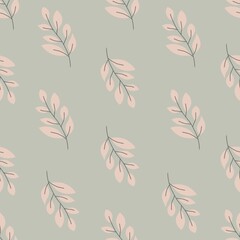 Soft Pink Pastel Leaf Seamless Pattern, Sweet flower flat seamless pattern, Pink Leaves Flat Seamless Pattern