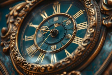 Obraz premium Elegant Vintage Clock with Intricate Design and Roman Numerals