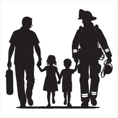 fireman silhouette Vector Firefighter Man silhouette  collection, 