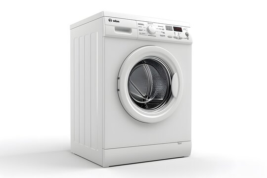 Modern White Washing Machine with Front Load Design