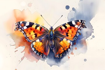 Naklejka premium Vibrant Watercolor Butterfly with Splashes of Color
