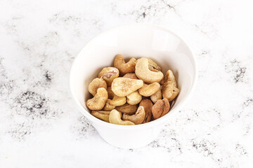 Cashew nuts heap in the bowl