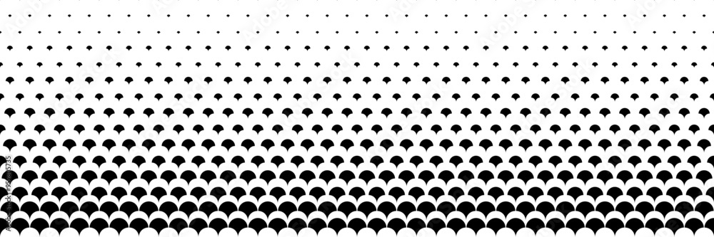 Poster horizontal halftone of black leaves design for pattern and background.