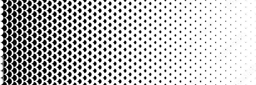 Poster horizontal halftone of black leaves design for pattern and background.
