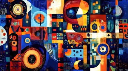 Surreal Folklore Fusion - Abstract Cubism with Whimsical UHD Patterns and Symbols