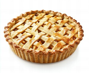 Delicious freshly baked apple pie with golden crispy crust in close-up view, perfect for dessert backgrounds and food design, new beautiful stock image illustration AI