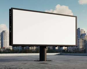 Fototapeta premium Urban setting with a large, empty billboard, its clean surface inviting creativity against the backdrop of classic city architecture
