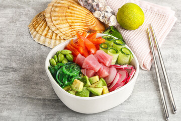 Hawaiian cuisine - poke with tuna and rice