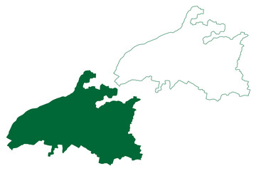 Arwal district (Bihar State, Magadh division, Republic of India) map vector illustration, scribble sketch Arwal map