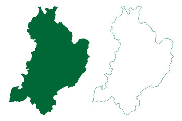 Aravalli district (Gujarat State, Republic of India) map vector illustration, scribble sketch Aravalli map