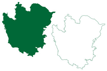 Obraz premium Azamgarh district (Uttar Pradesh State, Republic of India) map vector illustration, scribble sketch Azamgarh map