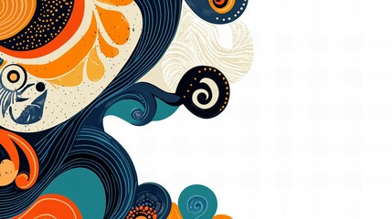 Fototapeta premium Elegant retro art nouveau floral patterns with colorful vintage design elements creating a romantic and sophisticated backdrop, new beautiful stock image illustration AI