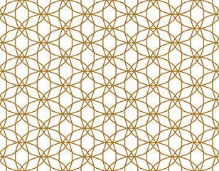 20-sided icosagon shapes form a pretty geometric seamless tessellation pattern in gold color outline