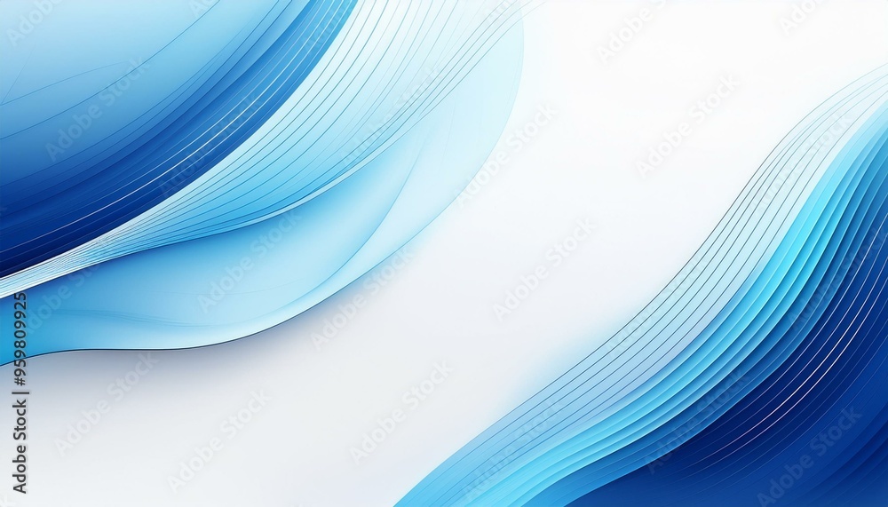 Fototapete abstract blue wave lines pattern on a white background with space for your text. abstract light blue