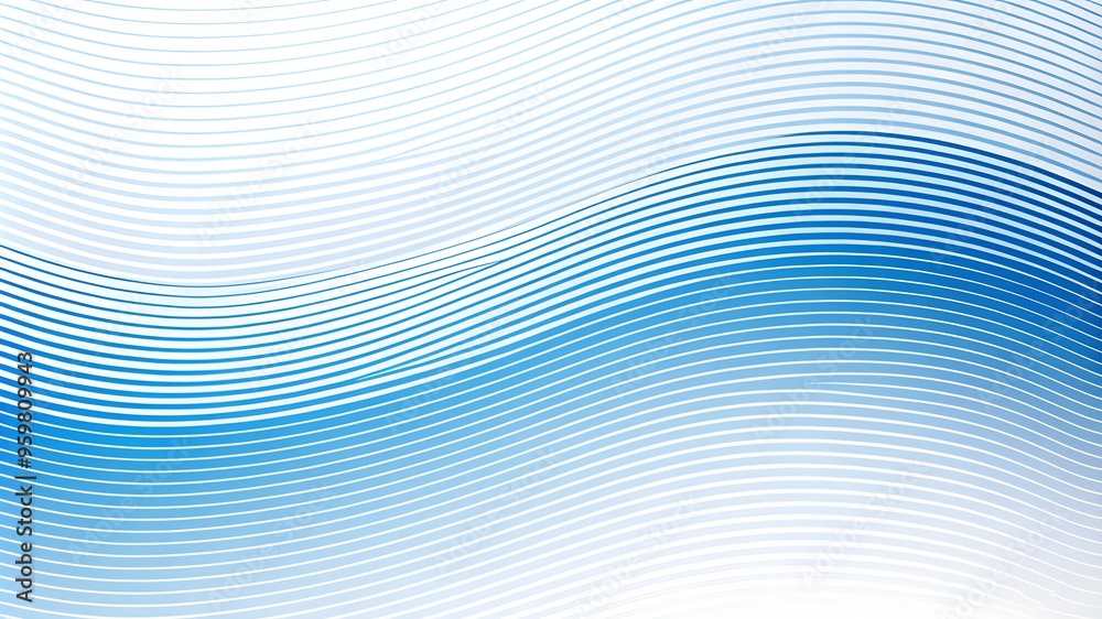 Fototapete abstract blue wave lines pattern on a white background with space for your text. abstract light blue