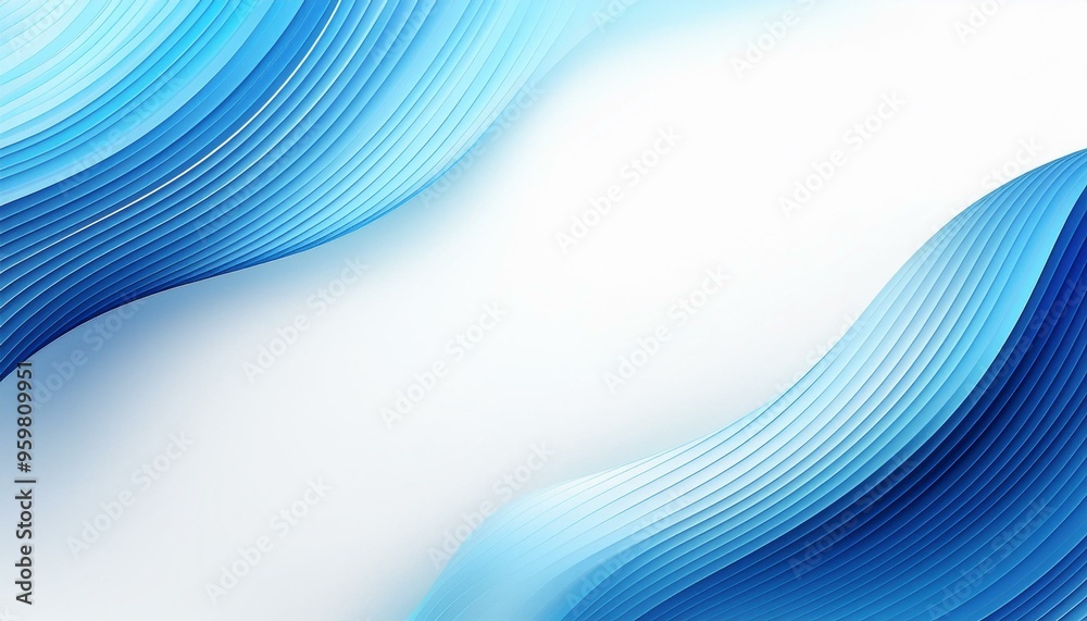 Fototapete abstract blue wave lines pattern on a white background with space for your text. abstract light blue
