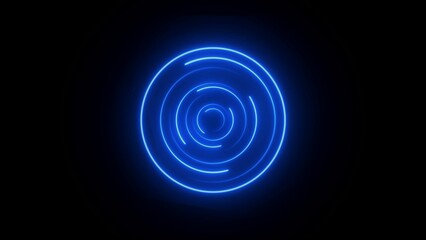 Neon colorful swirling rounds. Abstract creative HUD with neon, glowing light.