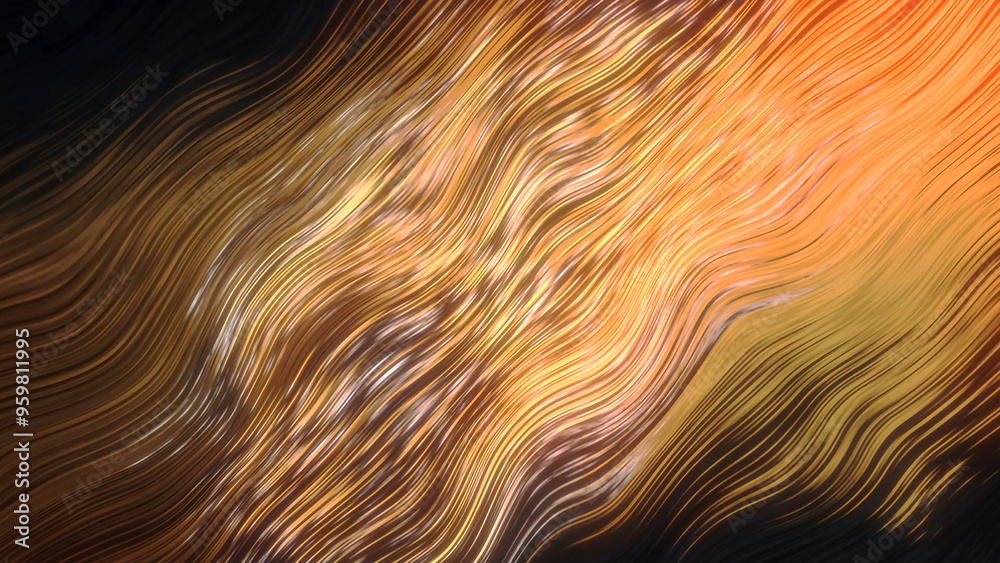 Wall mural an abstract representation of golden flowing lines set against a dark background vision