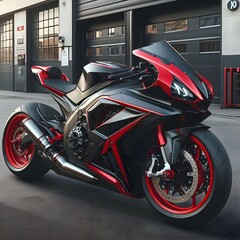 red and black motorcycle on the street
