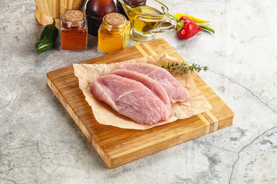 Raw turkey breast fillet steak