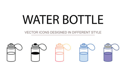Water Bottle icon design with white background stock illustration