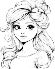 A girl with long blonde hair and a pink bow in her hair