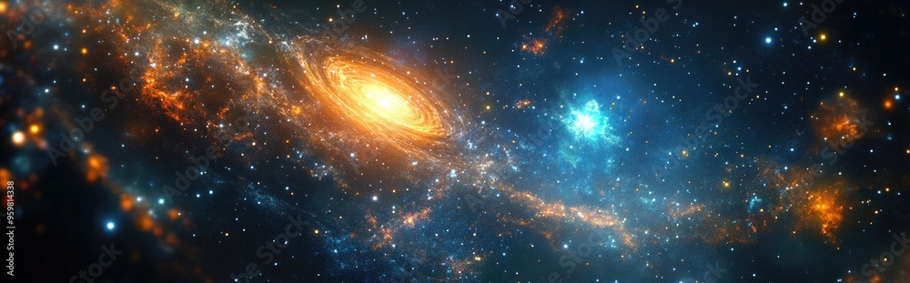 Poster stars and galaxies in deep space are depicted in a 3d cartoon rendering highlighting the beauty of s