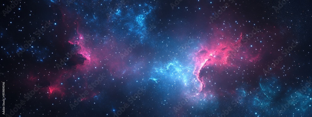 Poster Elements of Cosmos series abstract background featuring space and stars for use in mathematics science education and modern technology projects in a 3D cartoon rendering style
