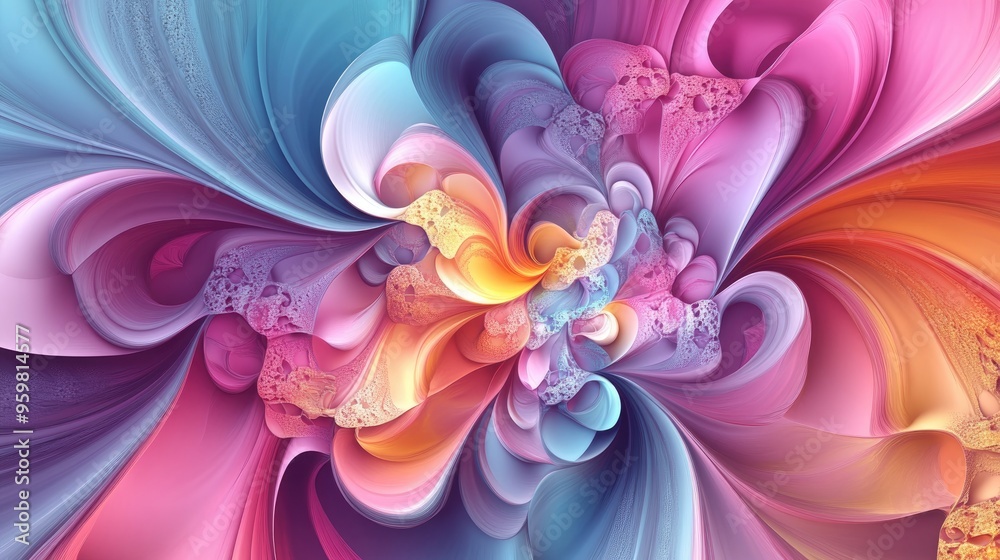 Poster Abstract fractal fantasy design background in 3D cartoon rendering