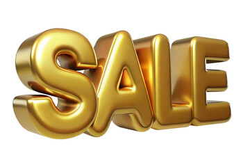  shiny gold 3D "SALE" text in bold letters. Perfect for online or print advertisements promoting sales events. Eye-catching and vibrant, this image is ideal for marketing and promotions. 