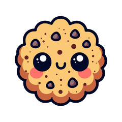 cute chocolate chip cookies cartoon character vector illustration template design