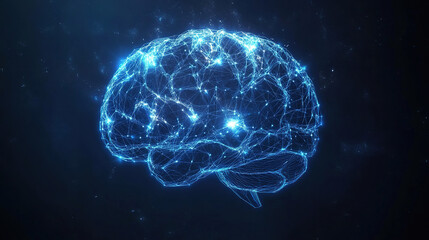 Abstract brain hologram background. Digital brain. Brain Artificial Intelligence Concept. Brain activity. Brain anatomy. Science showing the human brain. Human brain animation. Copy space area