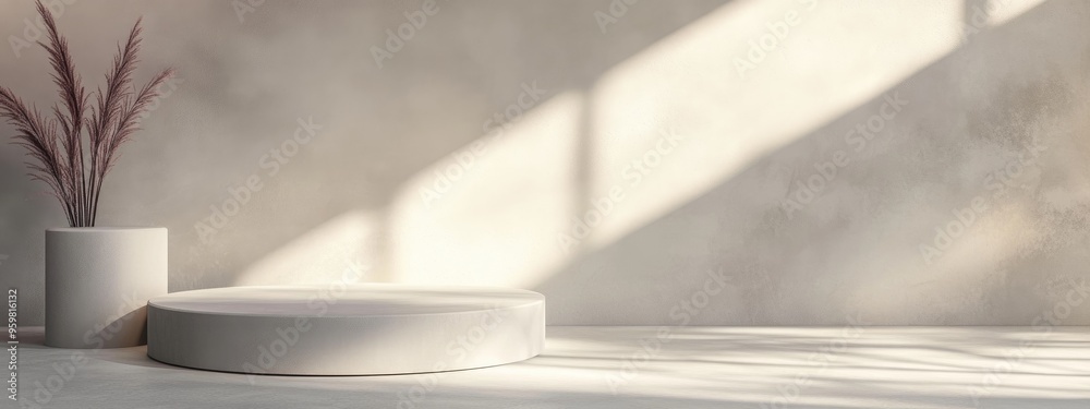 Poster Minimalistic podium background featuring soft shadows 3D rendering