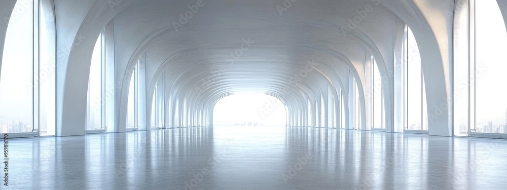 Aufkleber Abstract modern architectural backdrop featuring an empty open interior space in 3D rendering