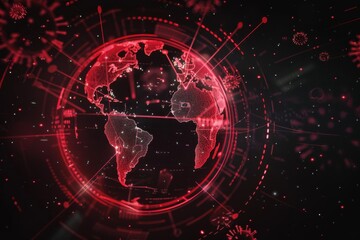 Global map highlighting the spread of monkeypox, with red zones indicating high infection rates and areas of concern