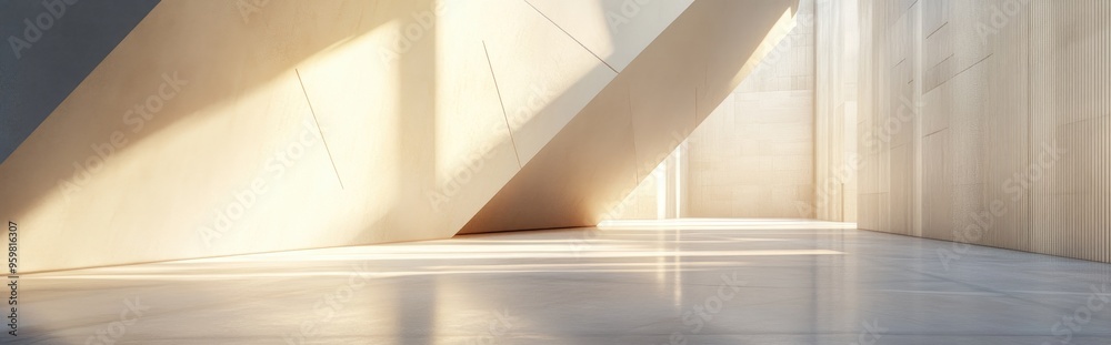Poster geometric wall design in an abstract architectural interior 3d rendering