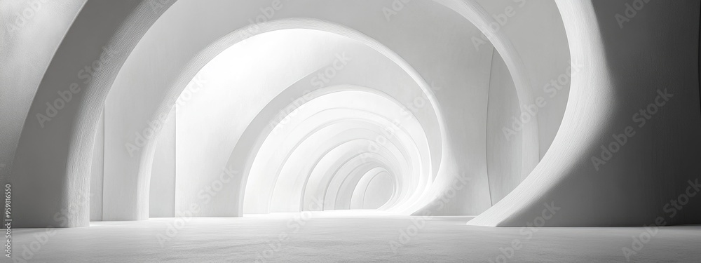 Poster abstract architectural background featuring an arched interior rendered in 3d